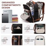 LOVEVOOK 40L Large Travel Backpack for Women Men, 17 Inch Carry on Backpack for Traveling on Airplane, Personal Item Bag Airline Approved, Business Causal Weekender Backpack, Black-Brown