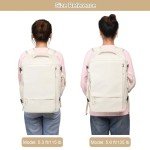 Sinaliy Travel Backpack for Women, Expandable 40L Carry on Flight Approved Backpack, 17 Inch Laptop Waterproof Travel Bag for College, Travel, Work, Beige
