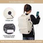 Sinaliy Travel Backpack for Women, Expandable 40L Carry on Flight Approved Backpack, 17 Inch Laptop Waterproof Travel Bag for College, Travel, Work, Beige