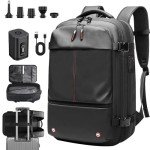 Vacuum Backpack Travel, Airback Vacuum Compression Travel Backpack with Pump, Water Resistant & TSA Anti Theft, Ideal for Travel/Camping/Laptop (With Electric Air Pump & Black)