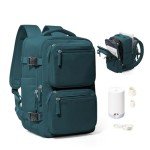 Vacpack Backpack with Vacuum Seal Backpack Travel Airback Backpacks with Pump Travel Backpacks Compression Bag Men Carry On Bag Flight Approved Women Weekender Hiking Work Daypack Peacock Blue