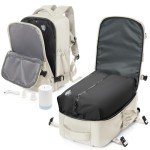 winspansy Large Travel Backpack Storage Vacuum Compression Bags with Pump for Travel Storage Carry on Business Day Vacpack Backpack for Women Men with Vacuum College Bag Beige