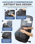 WEPLAN Travel Airback Backpack with Vacuum Compression, Waterproof Travel Backpacks with Air Pump, Large 18×14×8 inch Personal Item Bag United Airlines Approved, Vacuum Seal Backpack, Black