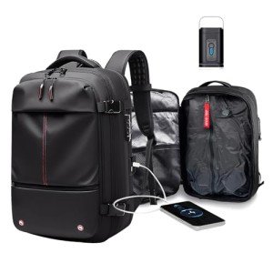 Vacpack with Detachable Air Bag,60L Vacuum Backpack Travel with Usb Charging Port and Pump, Carry on Backpacks with Vacuum Compression,Suitable for Short Trip and Business