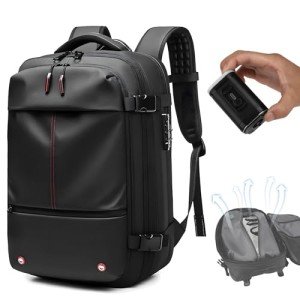 ANQAROS Vacpack Backpack, Air Backpack With Pump, 60L Expandable Backpack with Vacuum Compression, Anti Theft Vacpack Travel Vacuum Backpack (black)