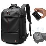 ANQAROS Vacpack Backpack, Air Backpack With Pump, 60L Expandable Backpack with Vacuum Compression, Anti Theft Vacpack Travel Vacuum Backpack (black)