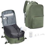 Vacuum Compression Backpack, Travel Vacuum Backpack with Electric Vacpack Pump, Flight Approved Carry On Personal Item Suitcase Luggage for Men Women, Green