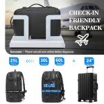 Vacuum Backpack Travel, Airback Vacuum Seal Compression Travel Backpack 60L Expandable, The Spacevac Pro Laptop Backpack Water Resistant TSA Lock Carry On Luggage with Vacuum Pump, Black