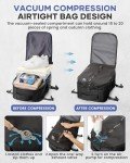 BOXSAM Large Vacuum Travel Backpack with Pump for Women,Airback Personal Item Carry on Backpacks Flight Approved 18x14x8 inches for Men,Laptop Waterproof Work Compression bags Casual Daypack,Black