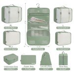 BAGAIL 10 Set Packing Cubes Various Sizes Packing Organizer for Travel Accessories Luggage Carry On Suitcase-Matcha Green
