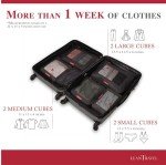 LeanTravel Compression Packing Cubes for Travel Organizers with Double Zipper (6-Pack (2L+2M+2S), Black)