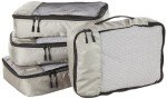 Amazon Basics Medium Packing Cubes for Travel, Packing Organizers, 4-Piece-Set With Double Zipper Pulls and Mesh Top Panel, 100% Durable Polyester, Gray, 13.8"L x 9.8"W x 3"H