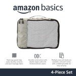 Amazon Basics Medium Packing Cubes for Travel, Packing Organizers, 4-Piece-Set With Double Zipper Pulls and Mesh Top Panel, 100% Durable Polyester, Gray, 13.8"L x 9.8"W x 3"H