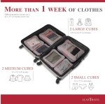 LeanTravel Compression Packing Cubes for Travel Organizers with Double Zipper (6-Pack (2L+2M+2S), Grey)