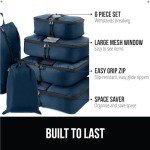 GORILLA GRIP 6 Set Packing Cubes, Travel Essentials for Suitcase, Mesh Organizer Bags for Clothes Toiletries Shoes and Laundry, Luggage and Carry On Airplane Accessories, Traveling Must Haves Navy