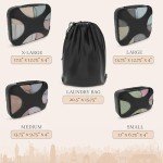 Shacke Premium 5 Packing Cubes Set - Lightweight Mesh Travel Luggage Organizers with Laundry Bag, 5-Piece Suitcase Storage System (Black)