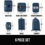 GORILLA GRIP 6 Set Packing Cubes, Travel Essentials for Suitcase, Mesh Organizer Bags for Clothes Toiletries Shoes and Laundry, Luggage and Carry On Airplane Accessories, Traveling Must Haves Navy
