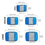 TravelWise Luggage Packing Organization Cubes 5 Pack, Blue, 2 Small, 2 Medium, 1 Large