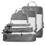 NICOSHOW 6 Set Compression Packing Cubes for Travel - Compressible, Lightweight, and Space-Saving Packing Cubes, Travel Essentials for Women, Grey