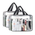 HAOGUAGUA 2-Piece Large Clear Makeup Cosmetic Organizer Bag, Plastic Tote Bags, Waterproof Transparent Handbag Purse