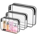 ANOOVV 3 Pack Clear Toiletry Bag, TSA Approved Makeup Pouch Water Resistant Portable Travel Organizer, Carry On PVC Cosmetic for Airport Airline Complian