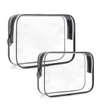 ploimyur TSA Approved Toiletry Bag,2 Pack Clear Toiletry Bag, Quart Size Travel Essential Bags for Toiletries,Clear Makeup Bag Organizer, Carry on Cosmetic Bags for Women,Black