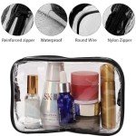 Tbestmax 10 Pcs Clear Cosmetic Bags Small Makeup Bags Portable Waterproof Travel Toiletry Bags Organizer Black, 7.5"x 4.8"x 2.3"