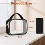 Wedama TSA Approved Toiletry Bag, 3 Pack Clear Makeup Bags with Handles, Quart Size Clear Toiletry Bags, PVC Cosmetic Bags for Women and Men, Carry on Airport Airline Compliant Bag, Black