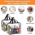HAOGUAGUA 2-Piece Large Clear Makeup Cosmetic Organizer Bag, Plastic Tote Bags, Waterproof Transparent Handbag Purse