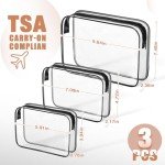 ANOOVV 3 Pack Clear Toiletry Bag, TSA Approved Makeup Pouch Water Resistant Portable Travel Organizer, Carry On PVC Cosmetic for Airport Airline Complian