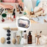 Tbestmax 10 Pcs Clear Cosmetic Bags Small Makeup Bags Portable Waterproof Travel Toiletry Bags Organizer Black, 7.5"x 4.8"x 2.3"