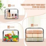 ANOOVV 3 Pack Clear Toiletry Bag, TSA Approved Makeup Pouch Water Resistant Portable Travel Organizer, Carry On PVC Cosmetic for Airport Airline Complian