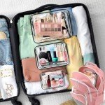 ANOOVV 3 Pack Clear Toiletry Bag, TSA Approved Makeup Pouch Water Resistant Portable Travel Organizer, Carry On PVC Cosmetic for Airport Airline Complian