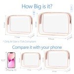 PACKISM TSA Approved Toiletry Bag - Clear Makeup Bags in 2 Size, Durable with Supporting Frame, Perfect for Travel Essentials, Carry-on Airport Airline Compliant Bag, Rose Pink