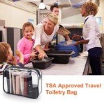 Wedama TSA Approved Toiletry Cosmetic Bags for Men and Women 2 Pack with Zipper Carry on Airline Airport Travel Accessories, PVC Makeup Bags, Quart Size-Black