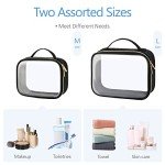 PACKISM Clear Makeup Bag - TSA Approved Toiletry Bag with Handle Large Opening, Clear Toiletry Bags for Traveling Travel Essentials, Travel Bags for Toiletries, Black