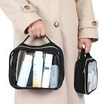 PACKISM Clear Makeup Bag - TSA Approved Toiletry Bag with Handle Large Opening, Clear Toiletry Bags for Traveling Travel Essentials, Travel Bags for Toiletries, Black