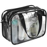 Auseibeely Clear Toiletry Bag for Women Men, Portable Large Travel Makeup Bag, Waterproof & Draining Transparent Cosmetic Bag, Carry On Airport Airline Compliant Bag