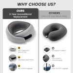4litamz Travel Neck Pillows, 100% Memory Foam Filling, Travel Pillows for Airplanes, Compact and Ergonomic Design, Best for Sleeping Plane Train Travel Essentials (Light Grey)