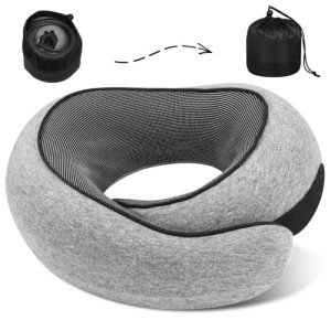 Travel Pillow Travel Neck Pillow, Memory Foam Neck Pillow Airplane, 360 Degree Support Travel Neck Pillows for Airplanes Offices and Cars, Soft Stowable Airplane Pillow for Traveling