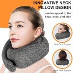 Vzpeun Travel Pillow - Hooded Neck Pillow Airplane, Memory Foam Pillow for Plane, Office, Cars Sleeping, Long Flight Must Haves, Road Trip Essentials Accessories for Adults