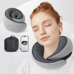 NOCRLG Travel Pillow, Travel Neck Pillow for Airplanes Car, 100% Pure Memory Foam Travel Pillow, Sleeping Essentials for Long Flight 360° Head Support Degree Comfort and Breathability Grey