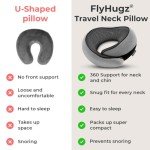 FlyHugz® Neck Travel Pillow | Memory Foam Neck Pillow for Comfort on Airplane | Compact and Ergonomic Design for Travel, Car Rides, and Home Use | Ideal for Adults and Kids