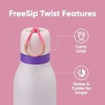 Owala FreeSip Twist Insulated Stainless Steel Water Bottle with Straw for Sports and Travel, BPA-Free, 18-oz, Pink/Purple (Dreamy Field)