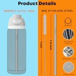 ALINK Stainless Steel Straws for 40oz Owala FreeSip Insulated Water Bottle, 6 Pack Reusable Metal Replacement Straws Compatible With 40oz Owala Freesip Cup Lid Only, Plus Straw Brush, Dishwasher Safe
