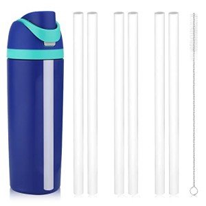 19 oz Replacement Straws for Owala FreeSip, 6PCS Reusable Plastic Straws with Cleaning Brush for Owala Flip Insulated Stainless Steel Water Bottle 19oz Tumbler Accessories Parts (White)
