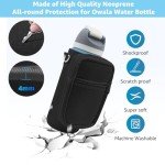 for Owala FreeSip Insulated Stainless Steel Water Bottle Cup Holder Cover Carrier Sling Bag with Strap, Pouch Pocket for Phone/Accessories, add Handle for Owala 24oz (Black-24oz)