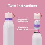 Owala FreeSip Twist Insulated Stainless Steel Water Bottle with Straw for Sports and Travel, BPA-Free, 18-oz, Pink/Purple (Dreamy Field)