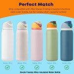 ALINK Stainless Steel Straws for 40oz Owala FreeSip Insulated Water Bottle, 6 Pack Reusable Metal Replacement Straws Compatible With 40oz Owala Freesip Cup Lid Only, Plus Straw Brush, Dishwasher Safe