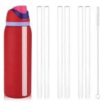 40 oz Replacement Straws for Owala Water Bottle, 6PCS Reusable Plastic Straws with Cleaning Brush for Owala FreeSip Flip Insulated Stainless Steel Bottle 40oz Tumbler Cup Accessories Parts (White)